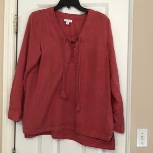 Great for fall JJill top lace up front Size M